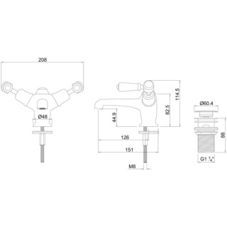 Burlington Kensington Basin Mixer with Click-Clack Waste